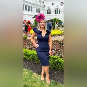 Eliza J
Scuba V-Neck Ruffle Cap Sleeve Sheath Dress